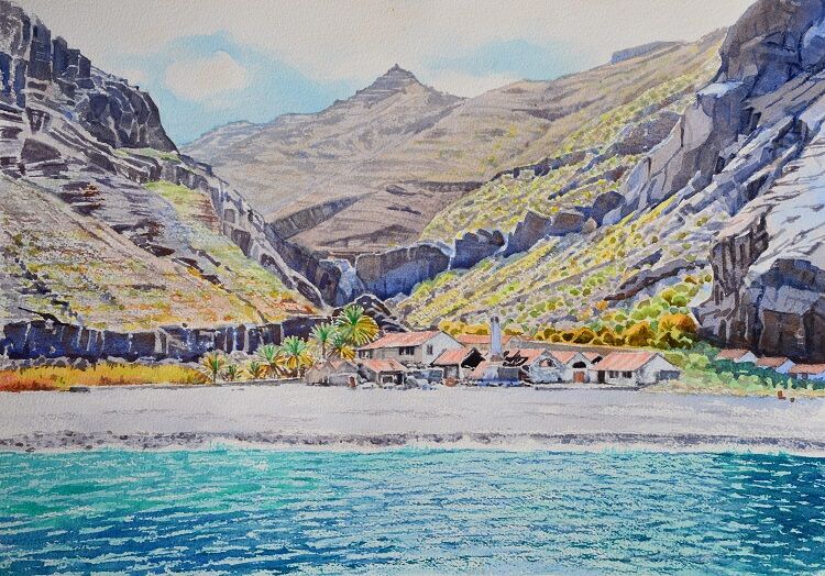 Abandoned Sardine Cannery, La Gomera Watercolour 50 x 35cm