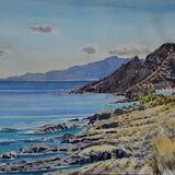 Along the coast from Cala Cristal, Spain Watercolour 51 x 36cm