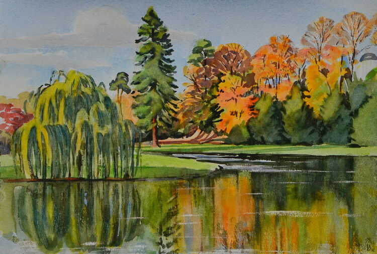 Autumn Colours in Studley Royal Park  Watercolour