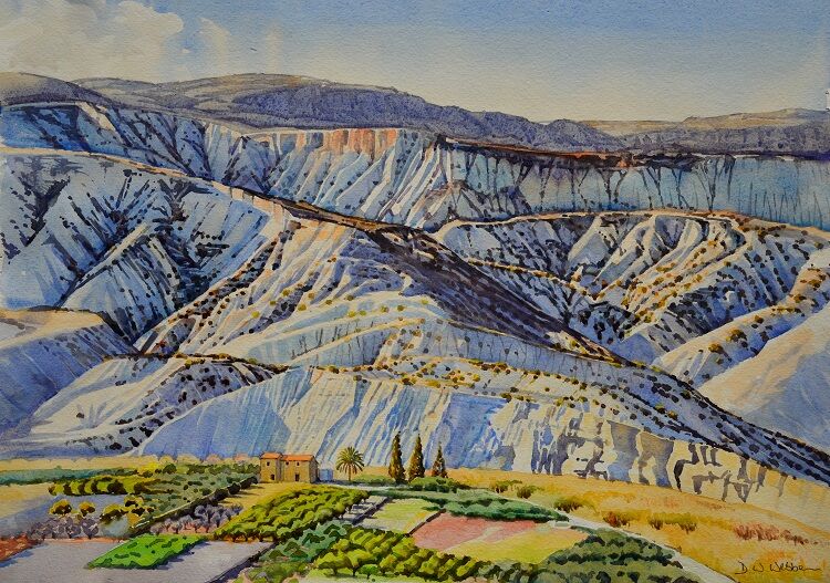 Badlands, Almeria, Spain. Watercolour 57 x 43cm2
