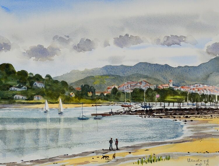 Baie de Chingoudie, Hendaye, France. Wartercolour 38 x 29cm