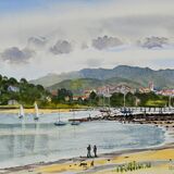 Baie de Chingoudie, Hendaye, France. Wartercolour 38 x 29cm