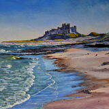 Bamburgh Castle from the Beach Oil 51 x 41cm.