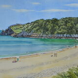 Barafundle Beach, Pembrokeshire Watercolour 39 x 30cm