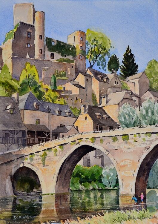 Belcastel, Aveyron, France. Watercolour