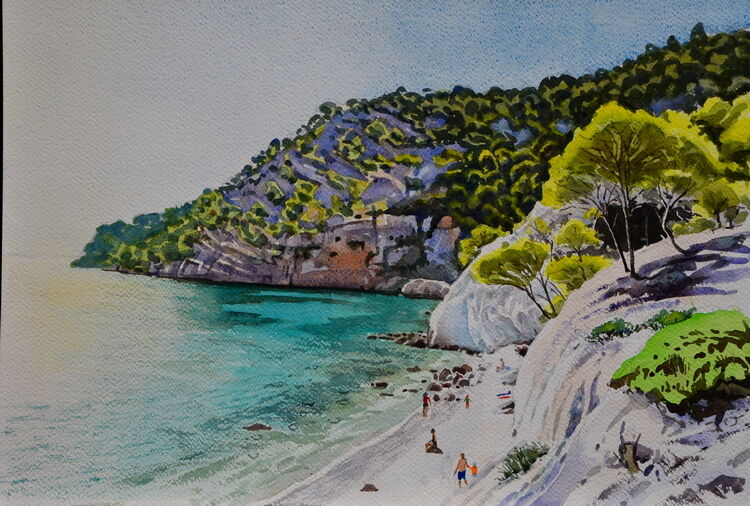 Cala Blanca, Mallorca  Watercolour  51 x 36cm