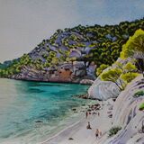 Cala Blanca, Mallorca Watercolour 51 x 36cm