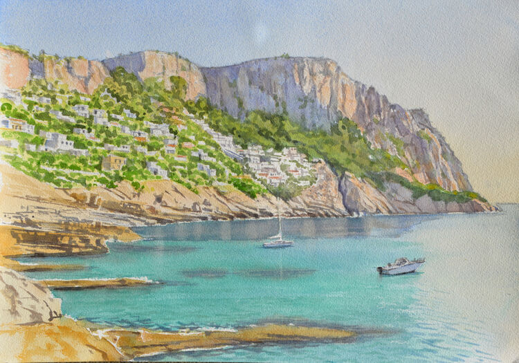 Cala Llamp, Mallorca Watercolour 51 x 36cm