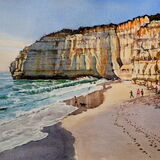 Centeanes Beach, Algarve, Portugal Watercolour 54 x 40cm