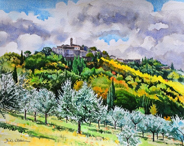 Chiusdino, Tuscany  Watercolour 48 x 39cm