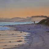 Clear winter evening at Embleton Bay Watercolour 51 x 35cm