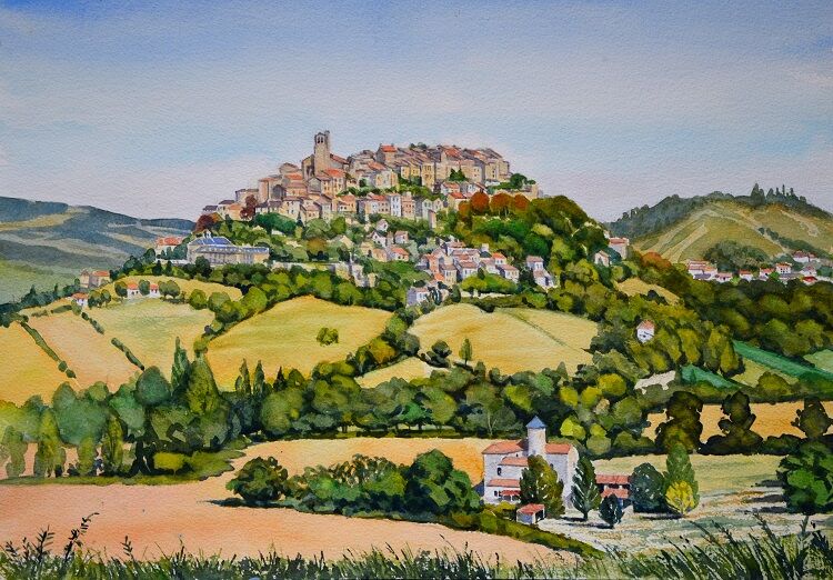 Cordes sur Ciel, France  Watercolour 50 x 35cm