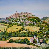 Cordes sur Ciel, France Watercolour 50 x 35cm