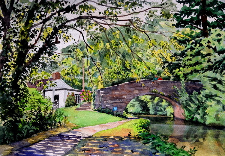 Cottage on the Monmouthshire & Brecon Canal  Watercolour 51 x 35cm