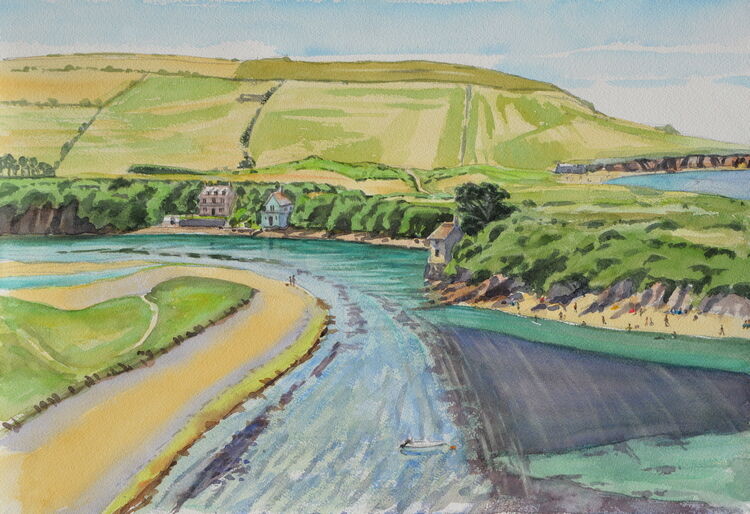 Estuary of the Avon River, South Devon Watercolour 51 x 36cm