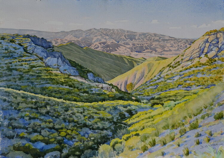 Evening in the Sierra Cabrera, Almeria, Spain  Watercolour  51 x 36cm