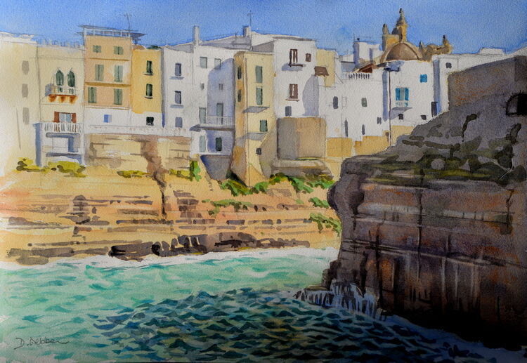 Houses on the cliffs, Polignano a Mare, Puglia, Itally 51 x 36cm