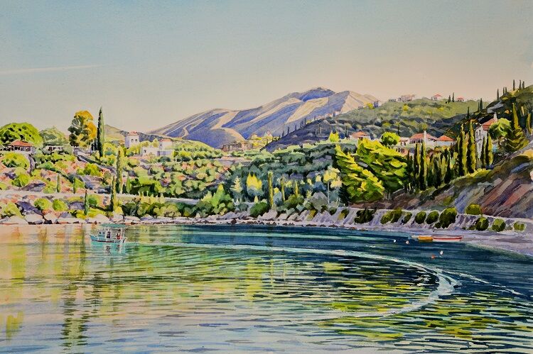 Kardamyli Bay, Greece. Watercolour 64 x 43cm