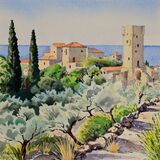 Kardamyli Old Town. Watercolour