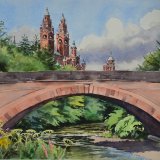Kelvinway Bridge & Kelvingrove Museum, Glasgow. Watercolour 54 x 43cm