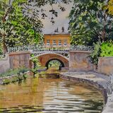 Kennet and Avon Canal in Bath Watercolour 50 x 36cm