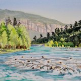 Koprulu Canyon rapids, Antalya, Turkey. Watercolour 39 x 30cm