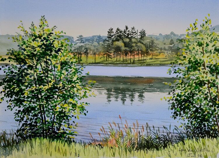 Lac des Settons, Morvan, France  Watercolour 37 x 27cm