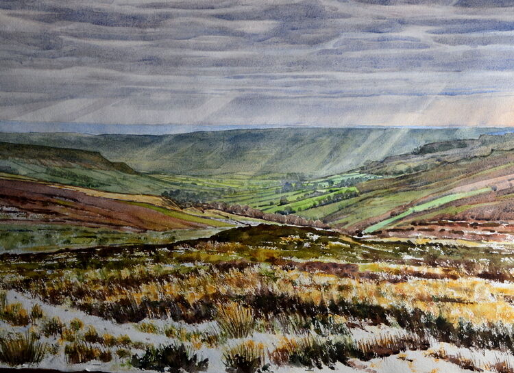 Light snow above Rosedale, North York Moors  Watercolour  76 x 53cm
