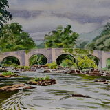 Llangynidr Bridge on the Usk near Brecon Watercolour 51 x 35cm