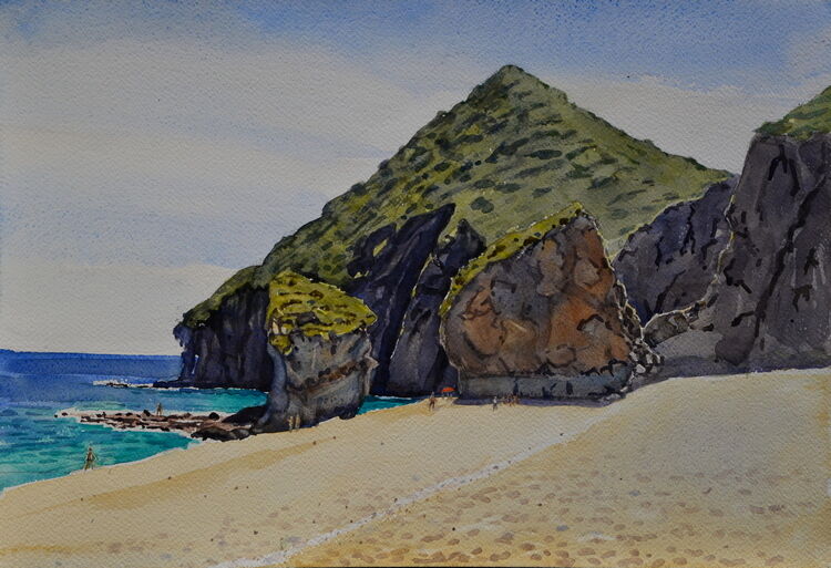 Los Muertos Beach, Almeria, Spain  Watercolour   51 x 36cm