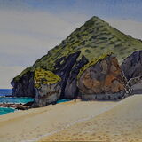 Los Muertos Beach, Almeria, Spain Watercolour 51 x 36cm