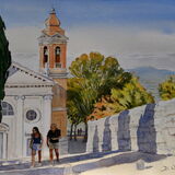 Madonna del Soccorso, Montalcino Watercolour 41 x 31cm res