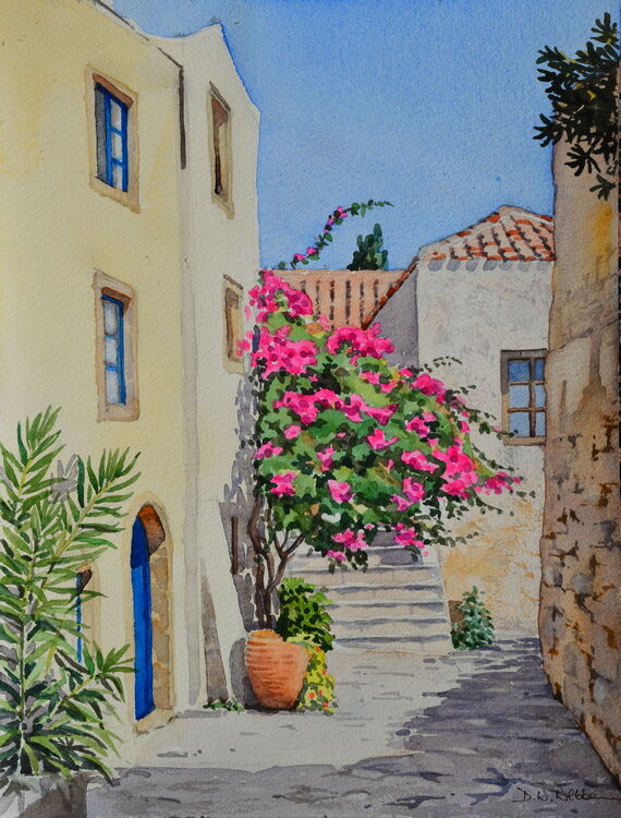 Monemvasia corner. Watercolour 30 x 40cm