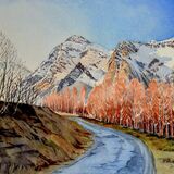 Near Germ, Val De Louron, French Pyrennees. Watercolour 56 x 44cm
