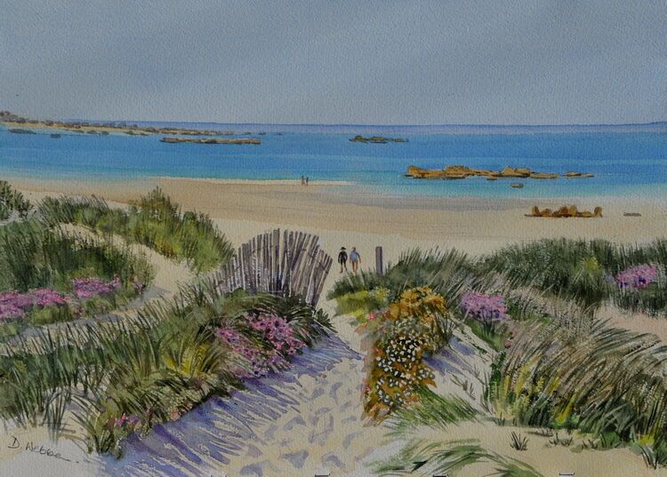 Path to the Beach Brittany  Watercolour 51 x 36cm