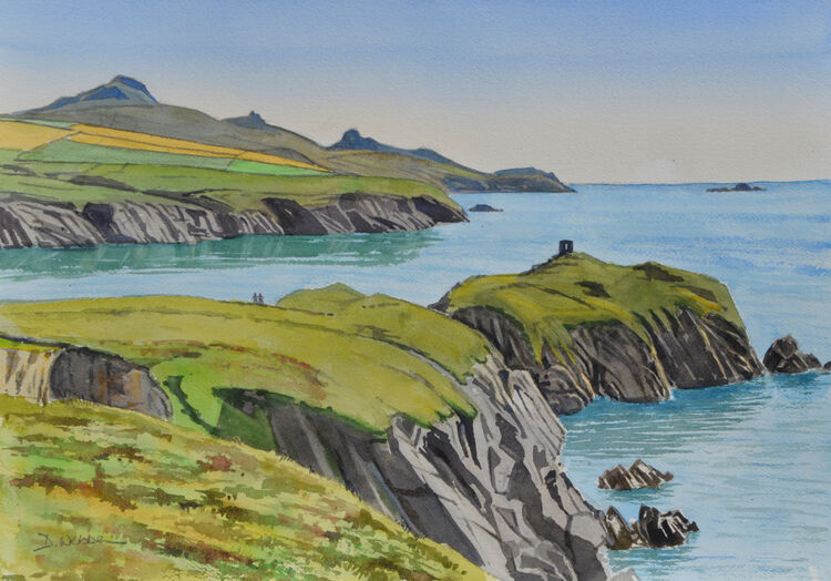 Pembrokeshire coast from above Abereiddy  Watercolour  51 x 36cm