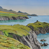 Pembrokeshire coast from above Abereiddy Watercolour 51 x 36cm