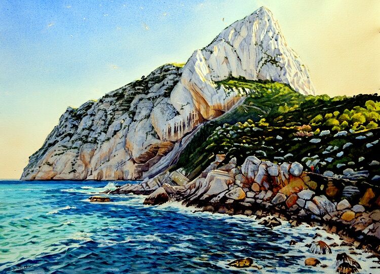 Penon de Ifach, Calpe, Spain. Watercolour 72 x 53cm