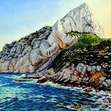 Penon de Ifach, Calpe, Spain. Watercolour 72 x 53cm
