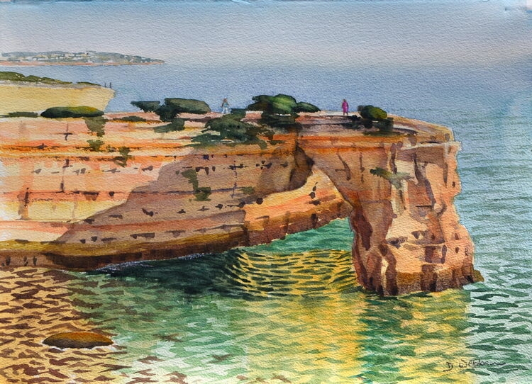 Rock Arch at Albandeira, Portugal  Watercolour  40 x 30cm
