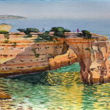 Rock Arch at Albandeira, Portugal Watercolour 40 x 30cm