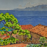 Roof tops. Monemvasia.. Watercolour 30 x 40cm