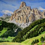 Sassongher, Dolomites. Watercolour 47 x 32cm