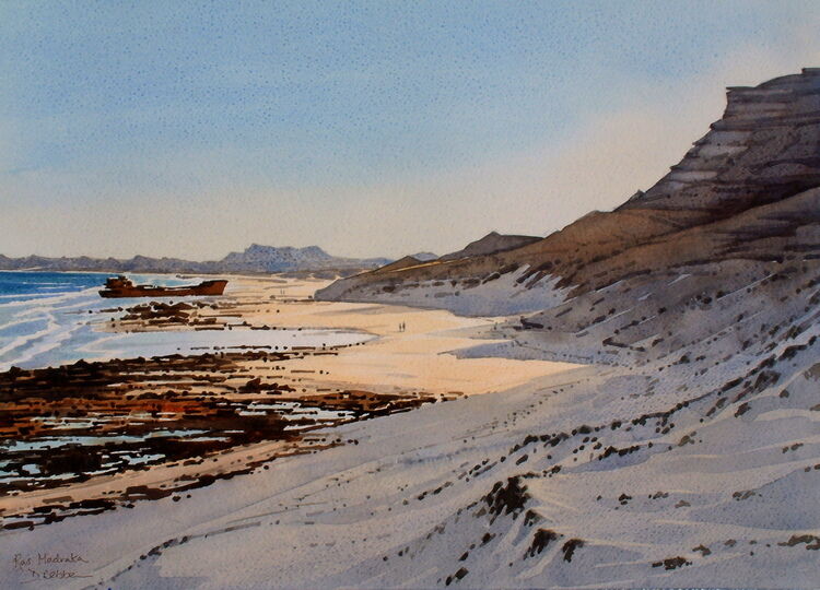 Shipwreck at Ras Madraka  Watercolour  NFS