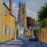 Street in Beaminster, Dorset Watercolour 34 x 46 cm