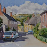 Street in Burton Bradstock, Dorset Watercolour 41 x 31cm