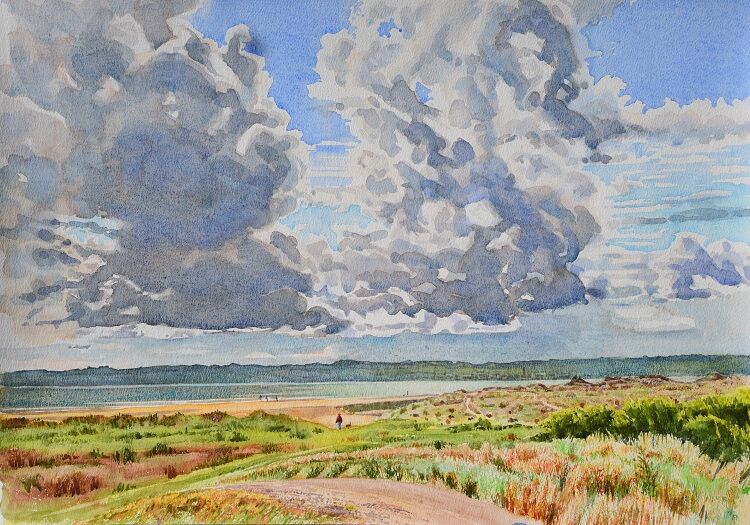 Tay Firth Dunes Watercolour 58 x 41cm
