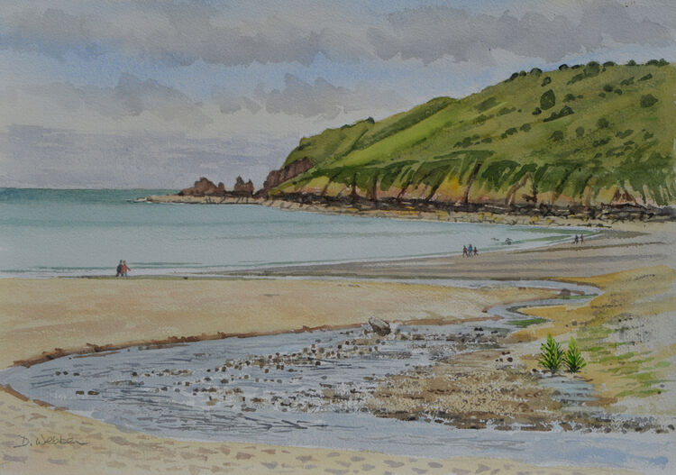 The Beach at Freshwater East, Pembrokeshire  Watercolour  51 x 36cm