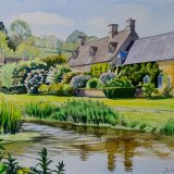 The ford at Upper Slaughter, Cotswolds. Watercolour 40 x 30cm