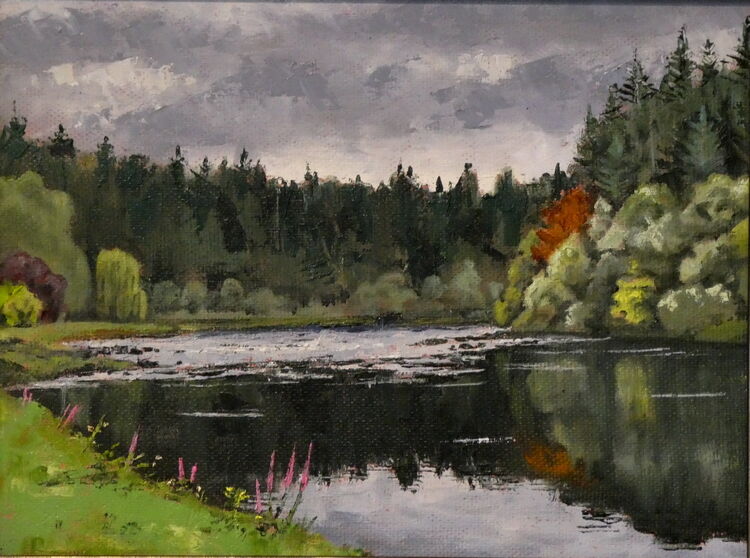 Tide going out. River Barrow, St Mullins, Ireland  Oil  40 x 30cm
